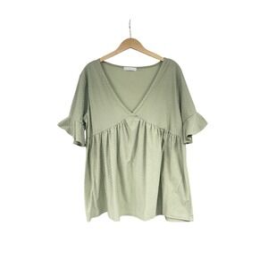Blakely Boutique Swiss Dot Babydoll Light Green Top Blouse Plus Size Womens 2XL